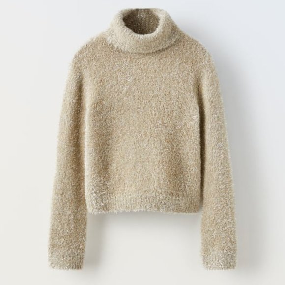 New Zara Girl Shiny Faux Fur Sweater Size 11-12 - Picture 1 of 7
